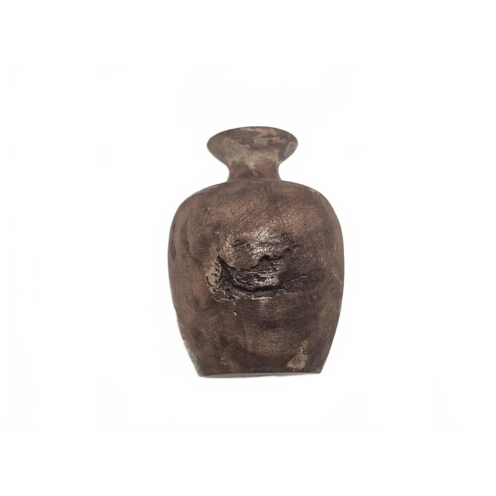 Small Vintage Wooden Vase with Natural Finish